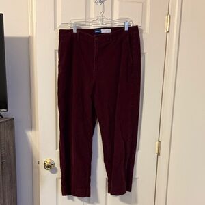 Old Navy Women's Burgundy Wide Leg Corduroy Pants